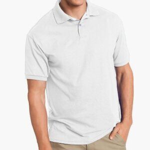 Hanes Men’s Plus Size 4XL EcoSmart Jersey Short Sleeve Golf Polo Light Grey NWOT